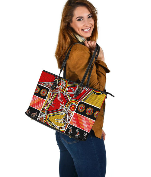 aboriginal-large-leather-tote-bag-kangaroo-dot-painting-patterns