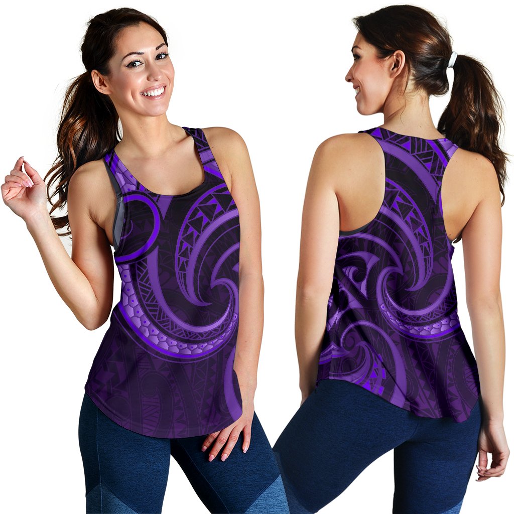 New Zealand Maori Mangopare Women Racerback Tank Polynesian - Purple - Vibe Hoodie
