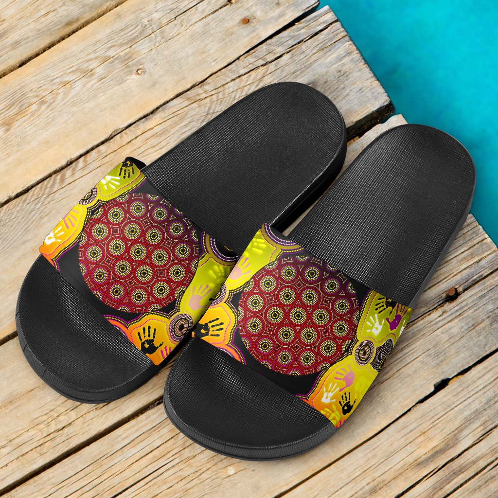 aboriginal-slide-sandals-indigenous-circle-dot-painting-hand-art