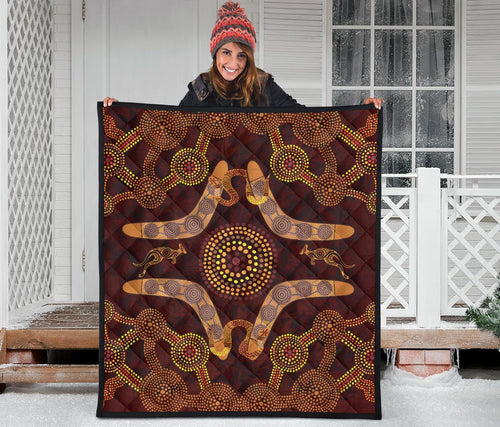 aboriginal-premium-quilt-kangaroo-boomerang-and-snake-dot-painting
