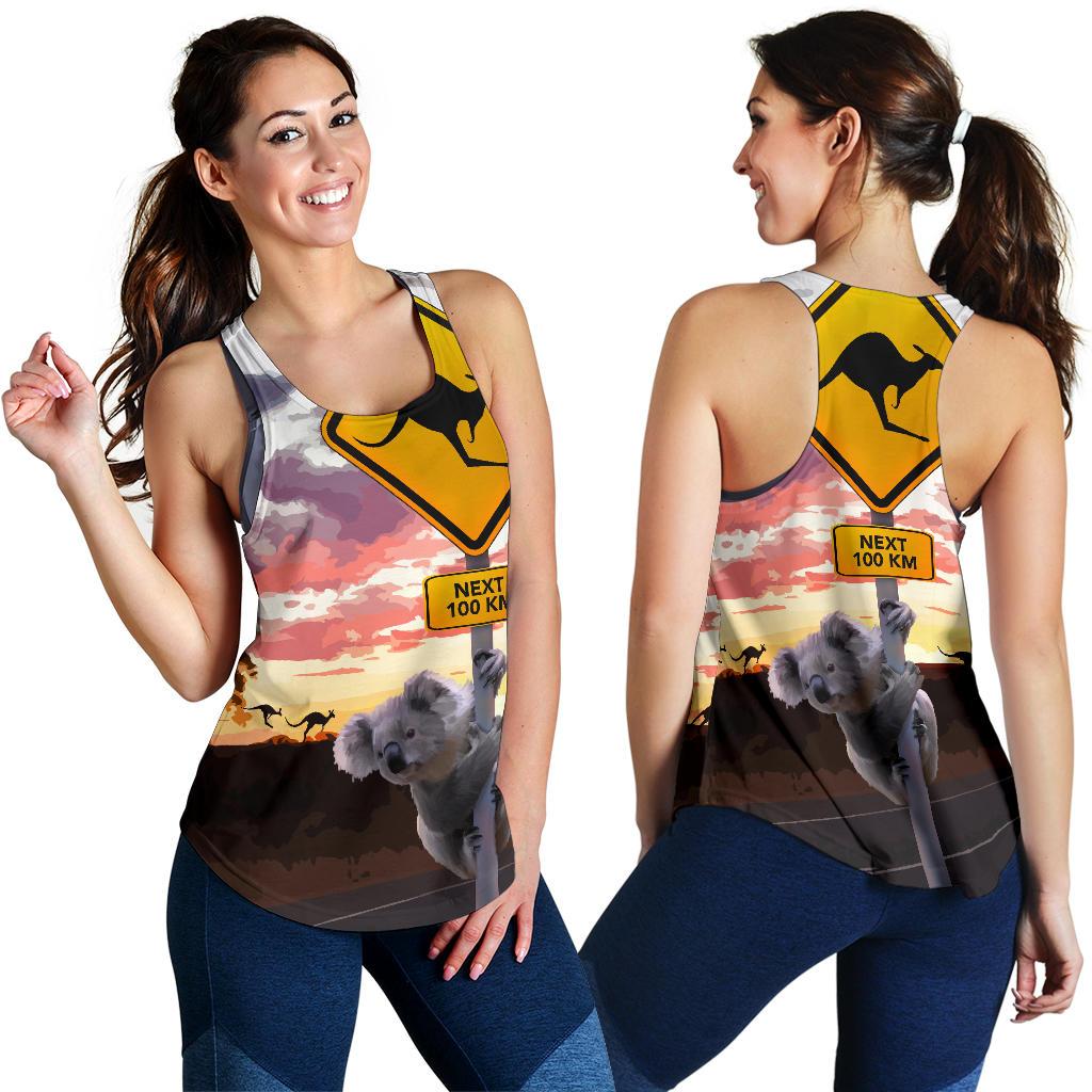 Racerback Tank - Koala Top Tank Kangaroo Sign Landscape Art - Women - Vibe Hoodie