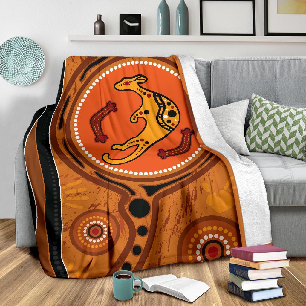 aboriginal-premium-blanket-indigenous-kangaroo-circle-dot-painting