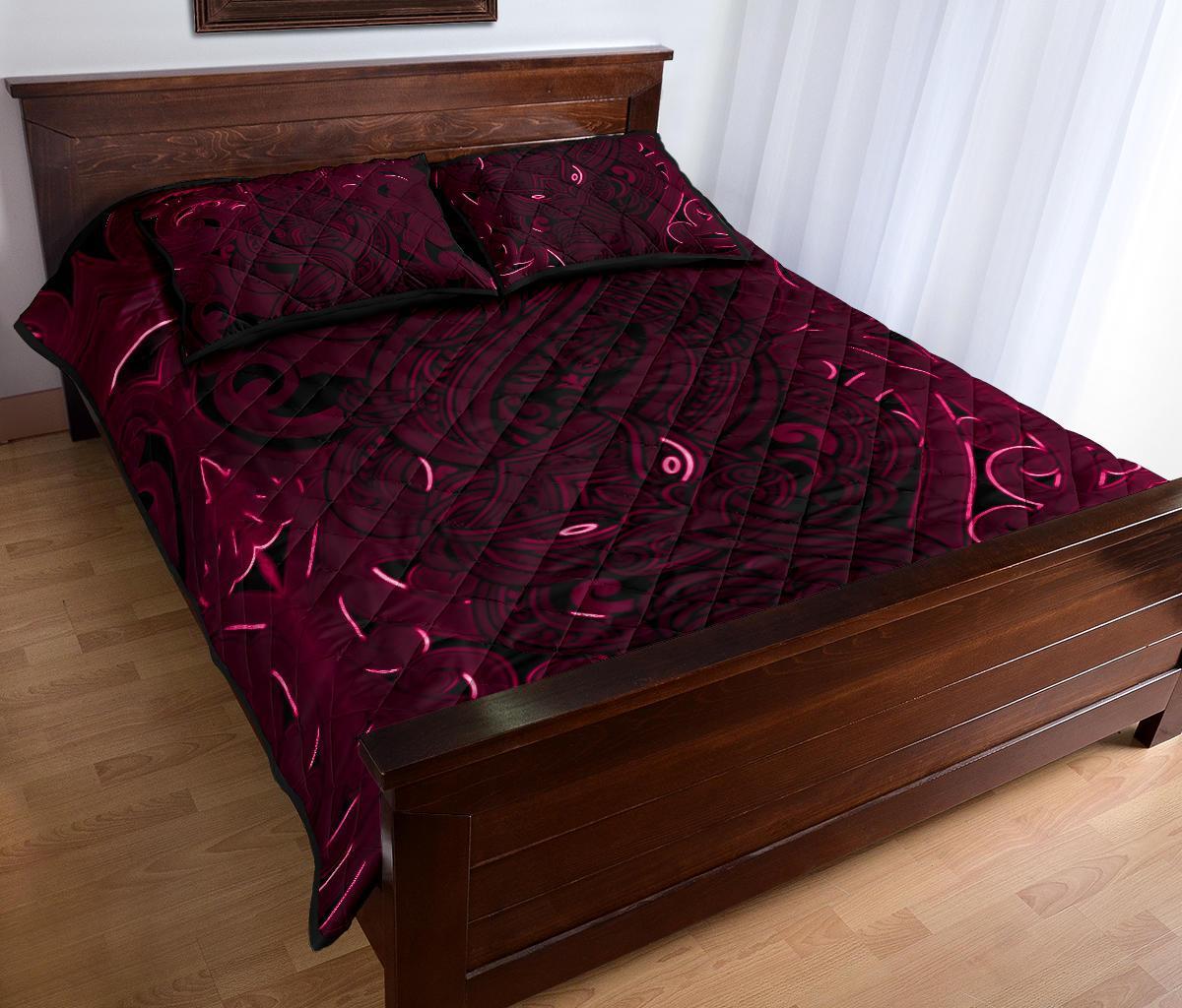 new-zealand-quilt-bed-set-maori-gods-quilt-and-pillow-cover-tumatauenga-god-of-war-pink