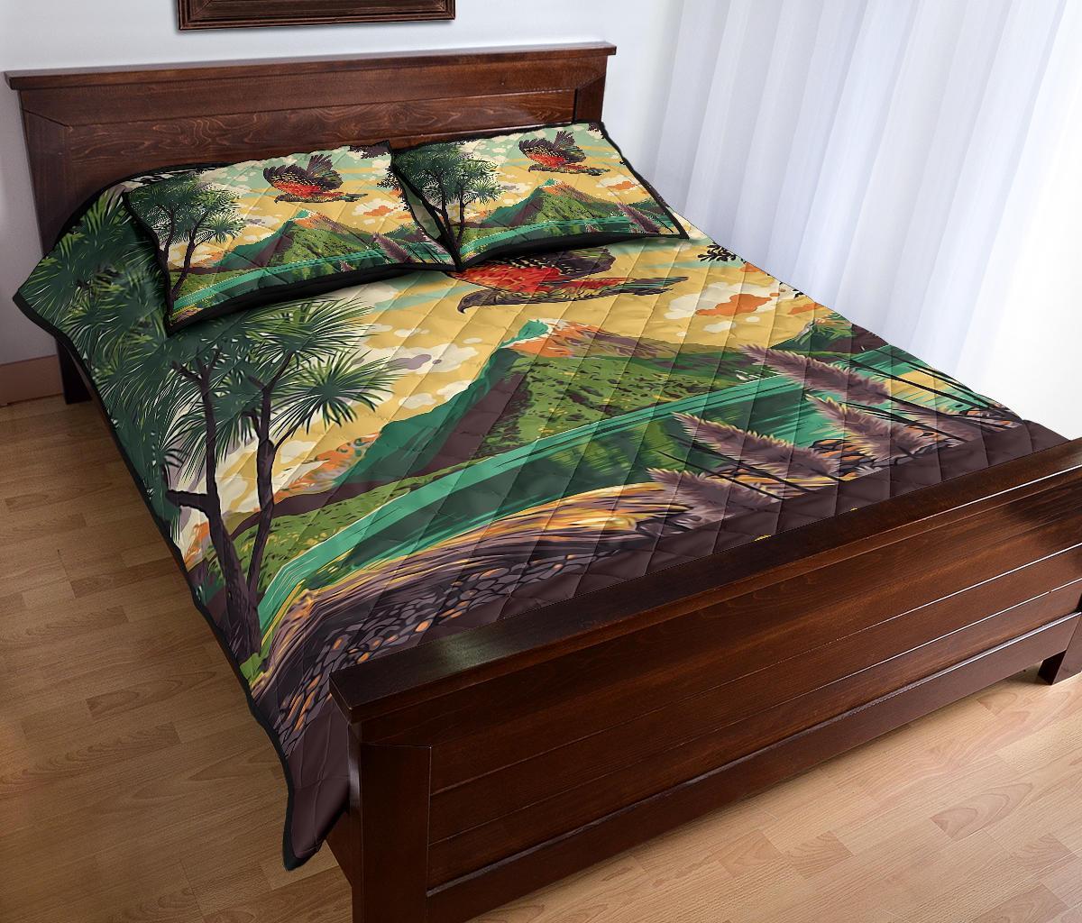 kea-parrot-new-zealand-poster-quilt-bed-set