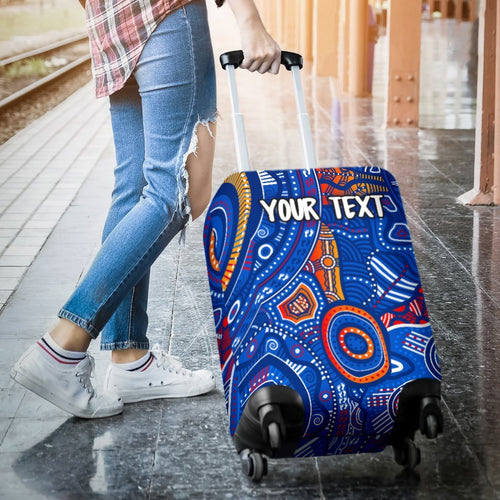 custom-text-aboriginal-luggage-cover-indigenous-footprint-patterns-blue-color
