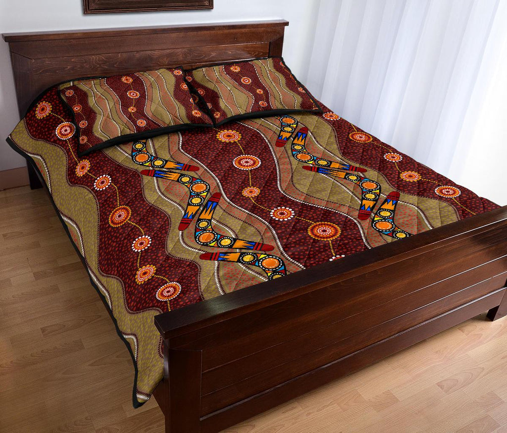 aboriginal-quilt-cover-set-boomerang-patterns-dot-painting