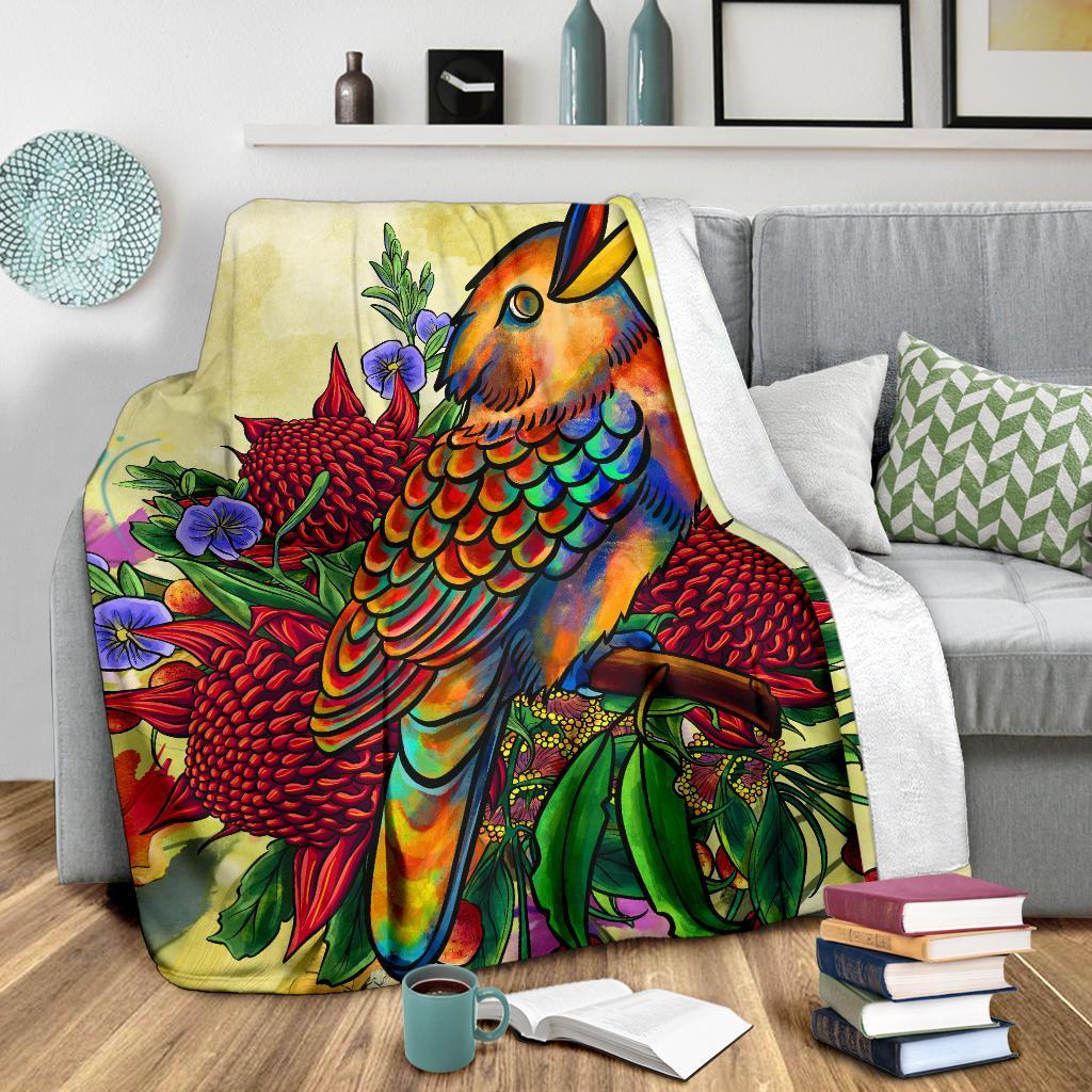 premium-blanket-australia-kookaburra-with-waratah