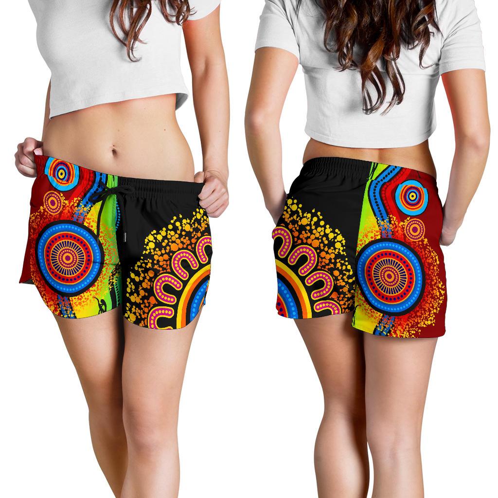 Aboriginal Shorts, Circle Dot Painting Indigenous Blue Dream Women - Vibe Hoodie