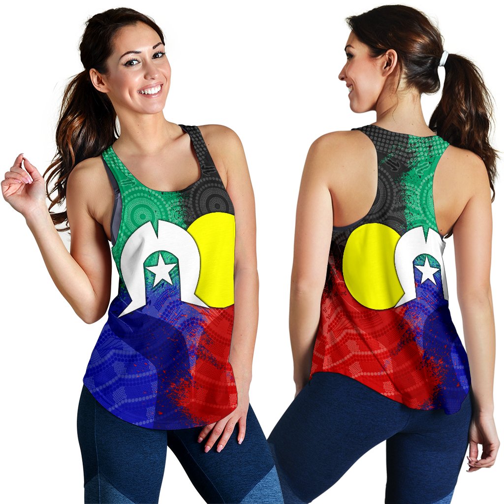 Aboriginal Women's Racerback Tank, Australia Naidoc Week Indigenous Flag Style - Vibe Hoodie