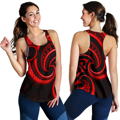 New Zealand Maori Mangopare  Women Racerback Tank Polynesian - Red - Vibe Hoodie