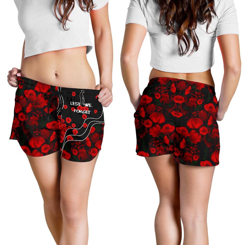 Anzac Lest We Forget Women's Shorts - Poppy Flowers - Vibe Hoodie