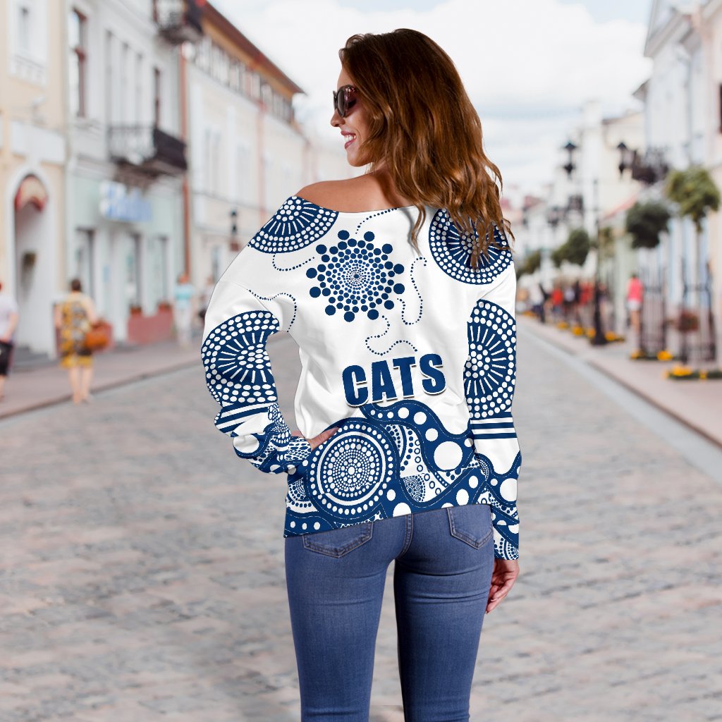 Cats Off Shoulder Sweater Geelong Indigenous - Vibe Hoodie