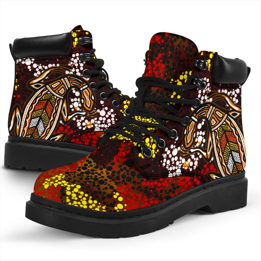 aboriginal-all-season-boots-kangaroo-and-lizard-dot-painting-art