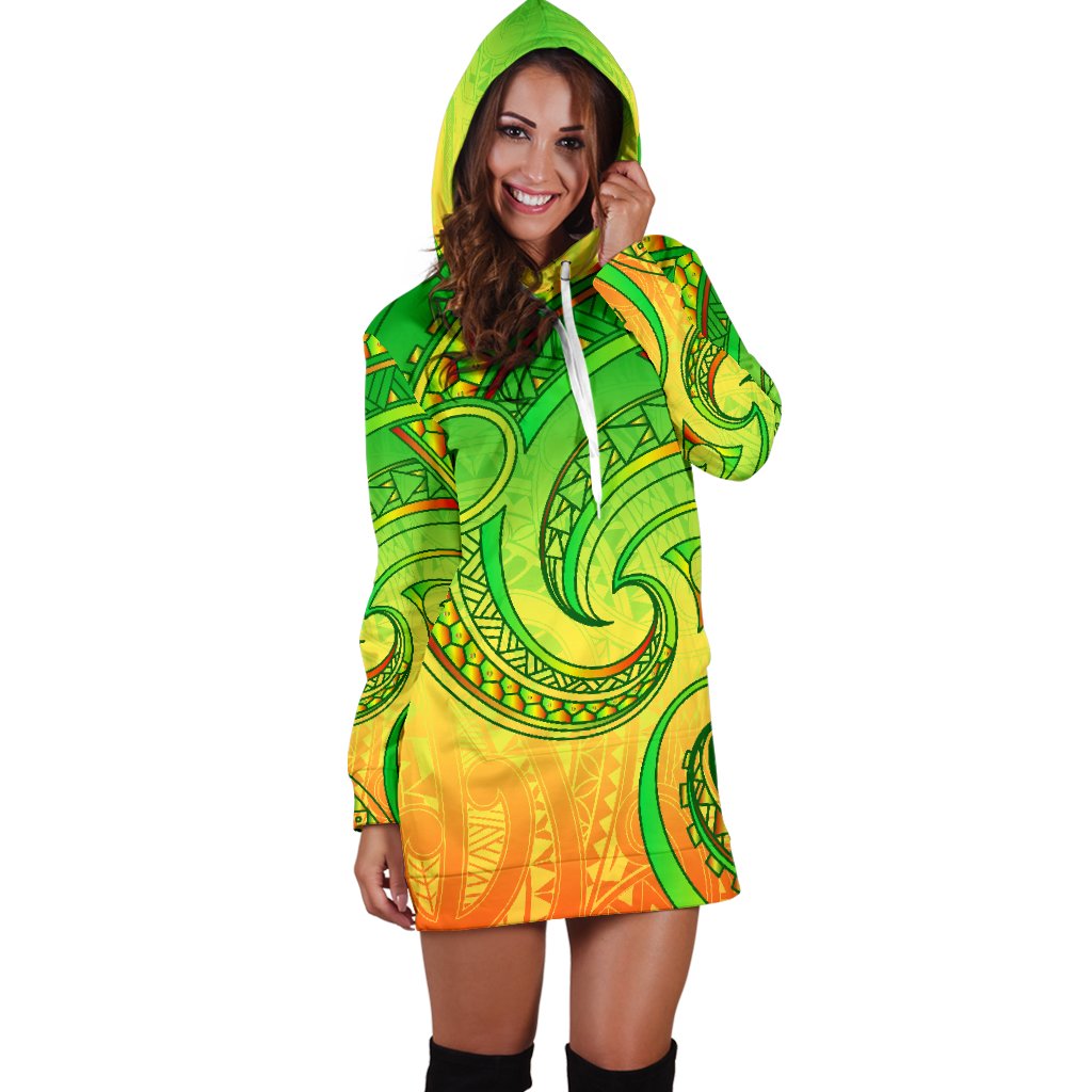 new-zealand-maori-mangopare-women-hoodie-dress-polynesian-green