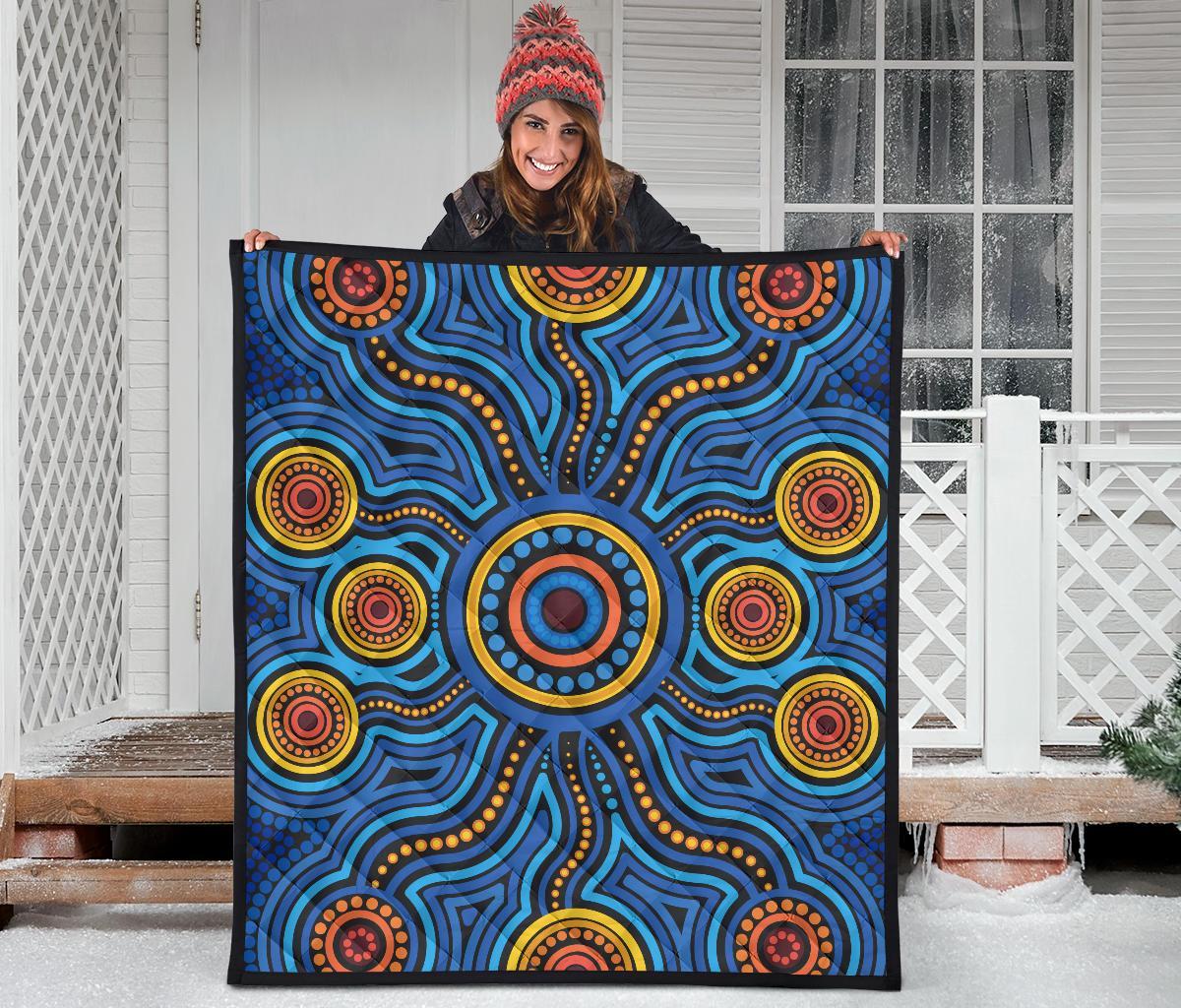 aboriginal-premium-quilt-aboriginal-flower-blue-dot-painting-art