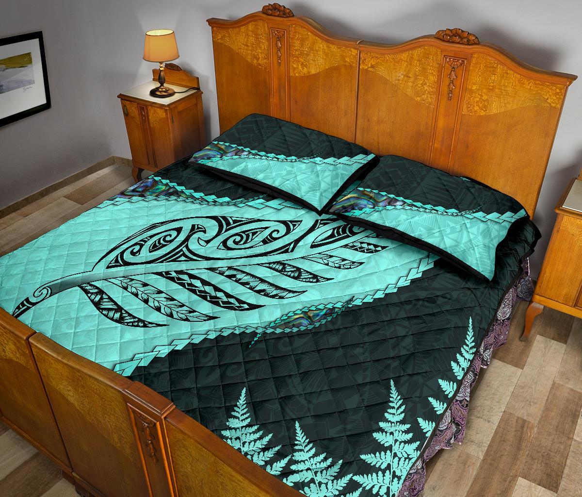 paua-shell-maori-silver-fern-quilt-bed-set-turquoise