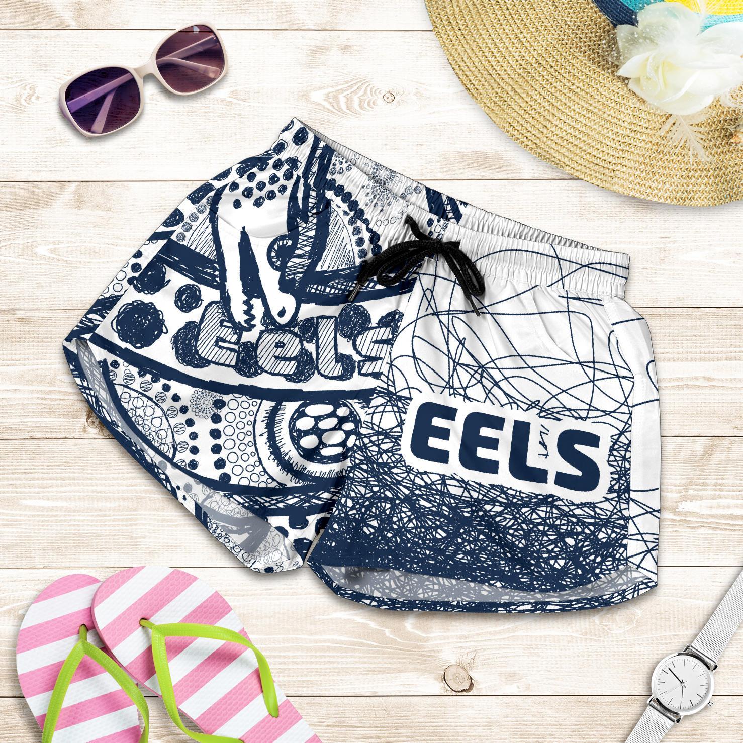 Eels Rugby All Over Print Women's Shorts Line Art Special Version - Vibe Hoodie