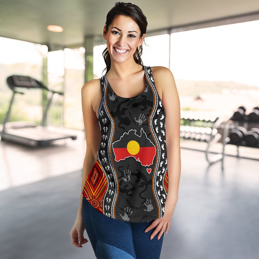 Aboriginal Women's Racerback Tank - Australia Indigenous Map - Vibe Hoodie