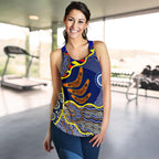 Aboriginal Women's Racerback Tank, Australian Boomerang Dot Painting Art - Vibe Hoodie
