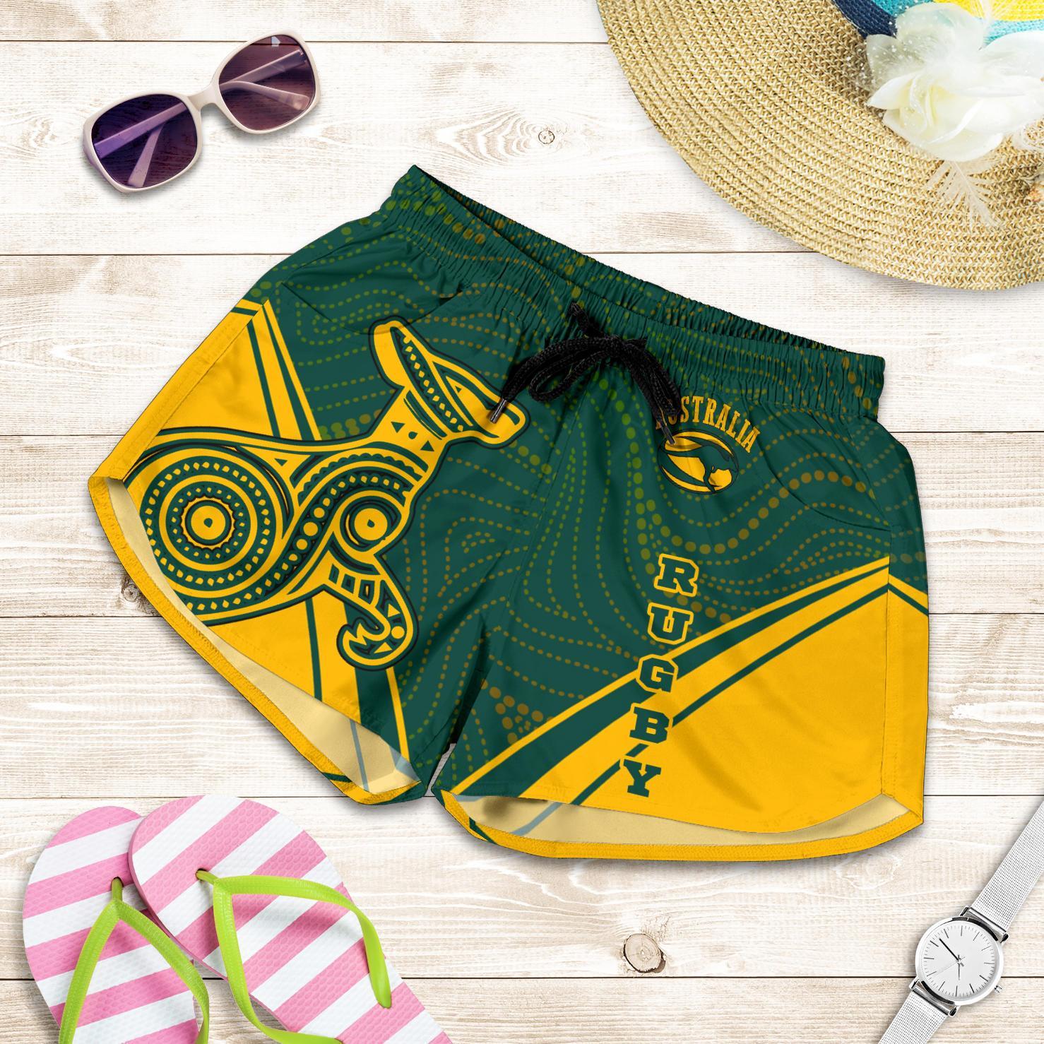 1st Australia Rugby Women Shorts - Australian Rugby Kangaroo & Aboriginal Patterns - Vibe Hoodie