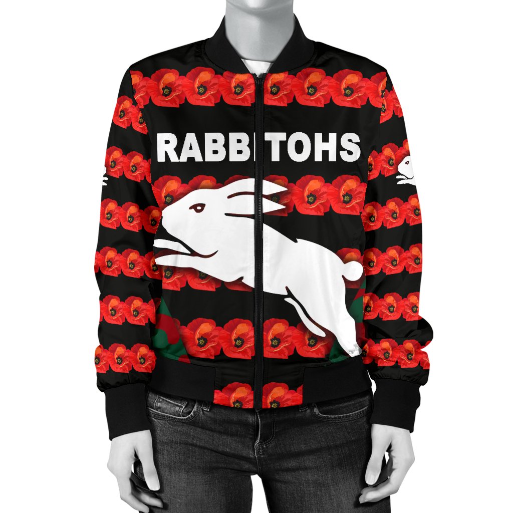 south-sydney-rabbitohs-womens-bomber-jacket-anzac-day-poppy-flower-vibes