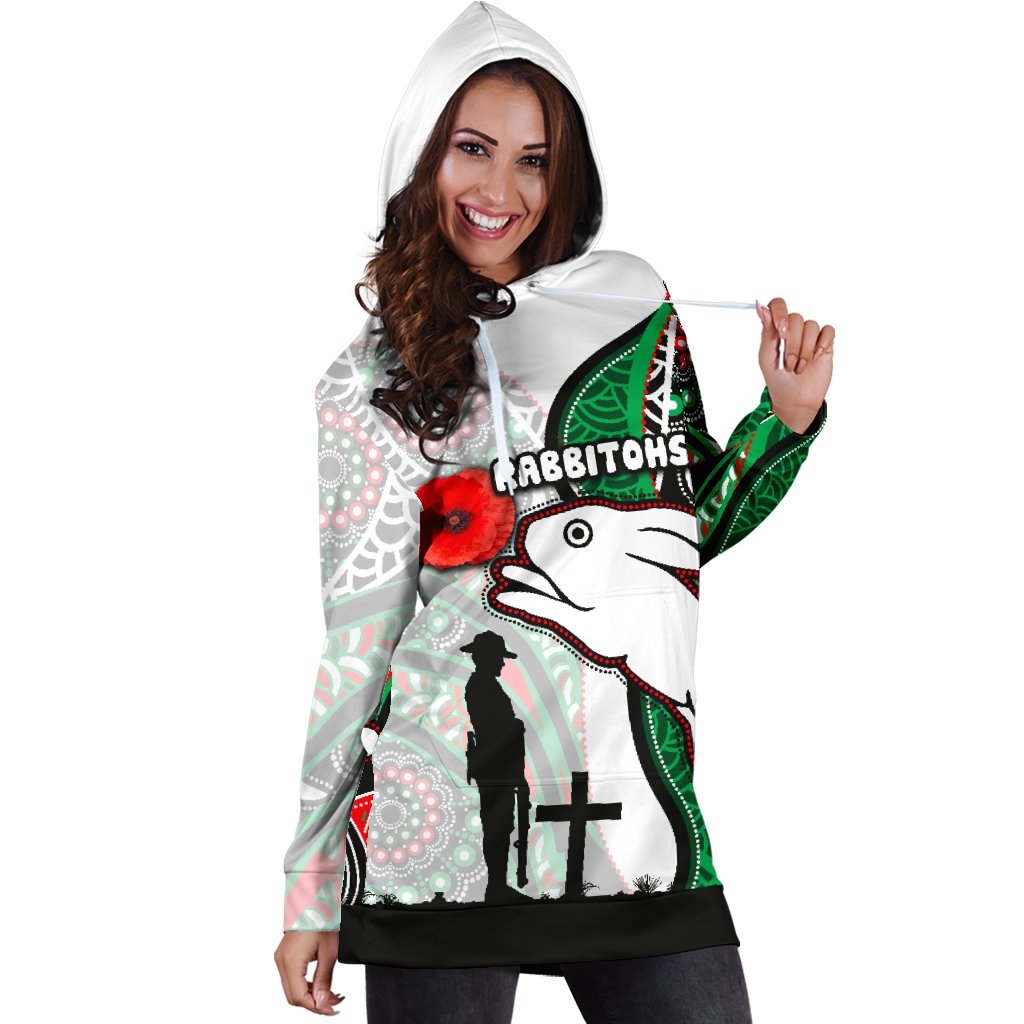 rabbitohs-womens-hoodie-dress-indigenous-anzac-day