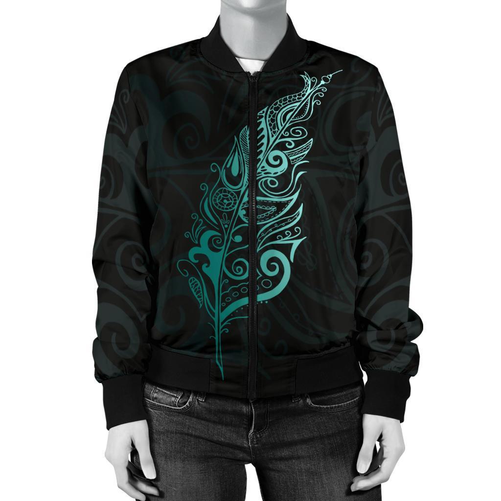 light-silver-fern-new-zealand-women-bomber-jacket-turquoise