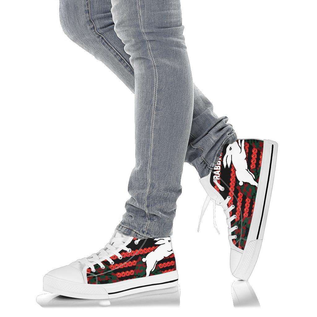 south-sydney-rabbitohs-high-top-shoe-anzac-day-poppy-flower-vibes