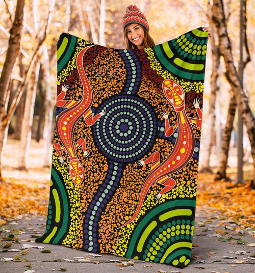 1st-australia-premium-blanket-aboriginal-two-lizards-dot-painting-circle