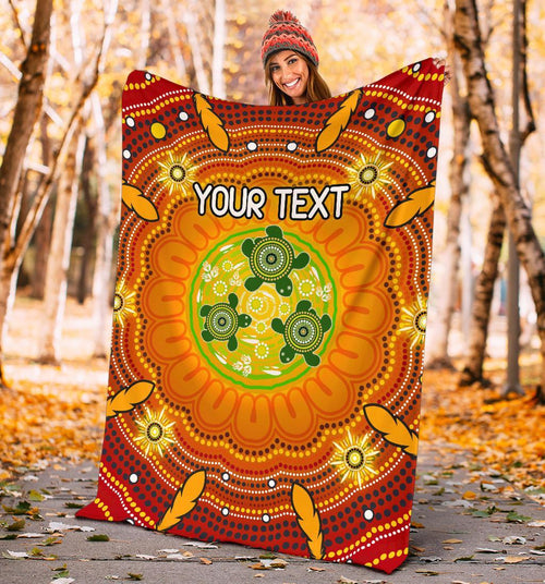 custom-text-aboriginal-premium-blanket-turtle-circle-dot-painting-art