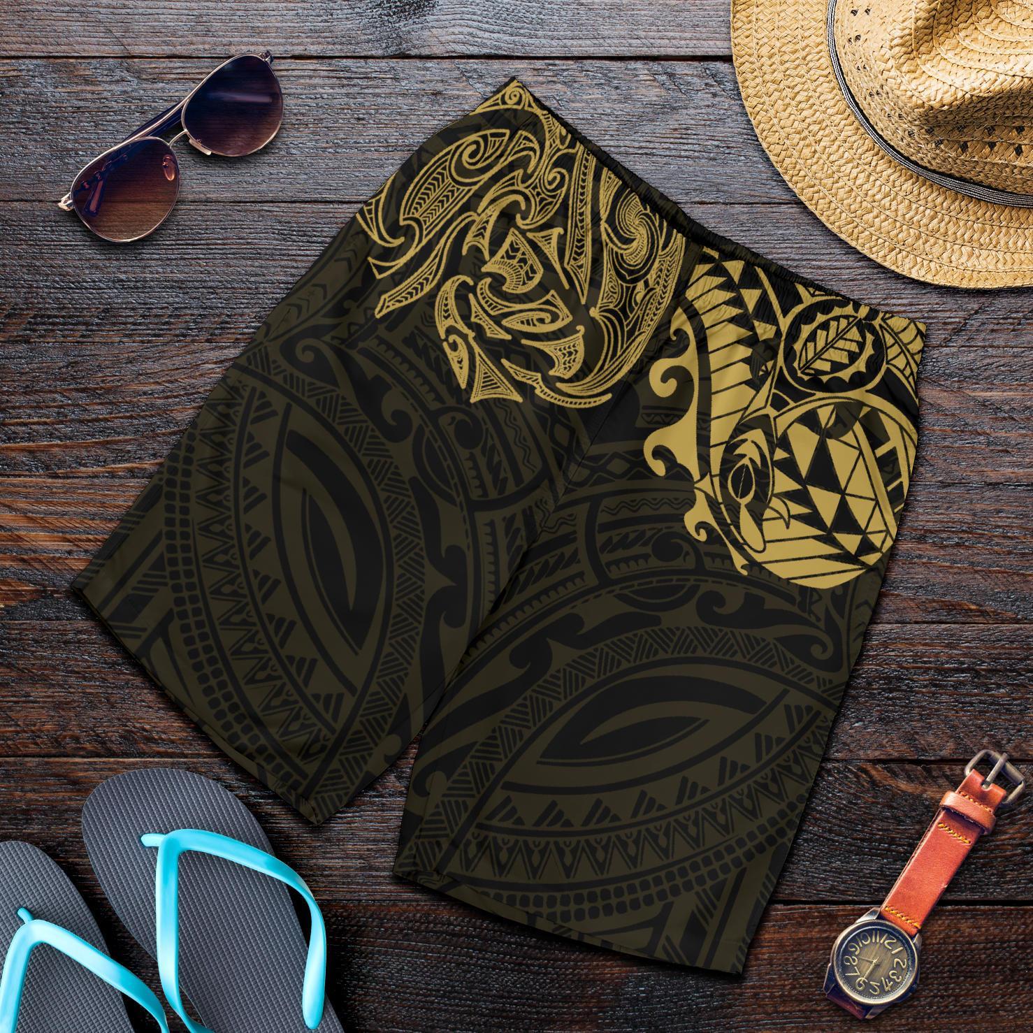 new-zealand-all-over-print-mens-shorts-maori-polynesian-tattoo-gold