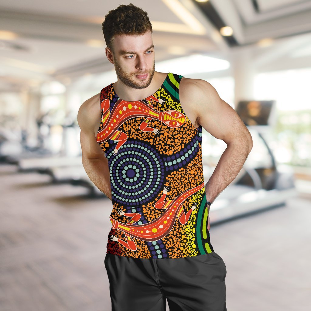 1st-australia-men-tank-top-aboriginal-two-lizards-dot-painting-circle