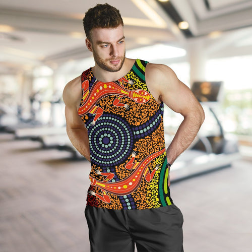 1st-australia-men-tank-top-aboriginal-two-lizards-dot-painting-circle