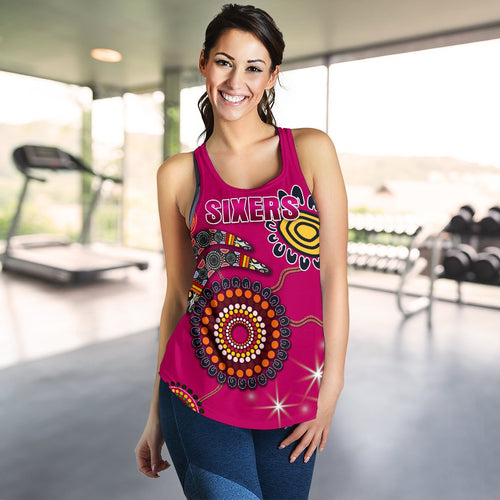 Sydney Women's Racerback Tank Sixers Indigenous - Magenta - Vibe Hoodie