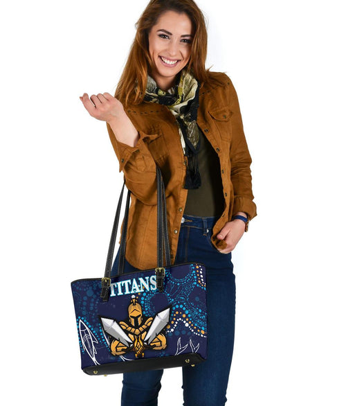 gold-coast-small-leather-tote-titans-gladiator-indigenous