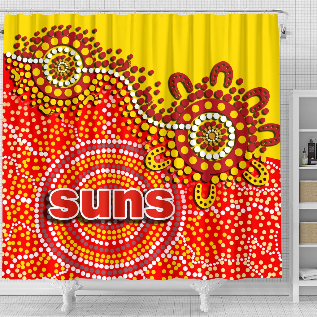 gold-coast-shower-curtain-sun-aboriginal