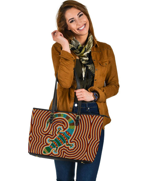 aboriginal-large-leather-tote-bag-lizard-dot-painting-patterns