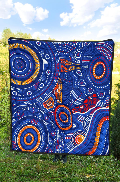 aboriginal-premium-quilt-indigenous-footprint-patterns-blue-color