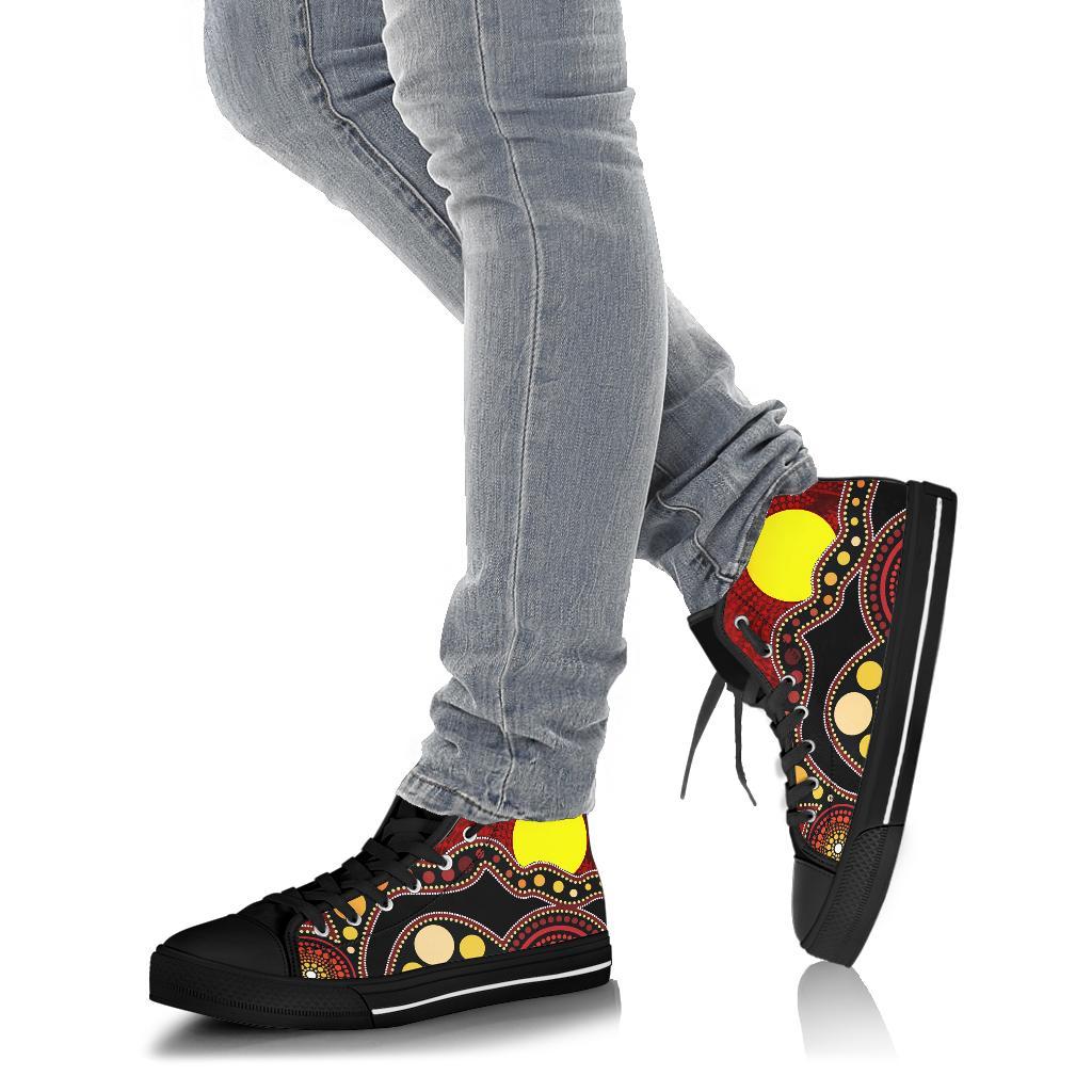 high-top-shoes-australia-aboriginal-lives-matter-flag-circle-dot-painting-art-shoes