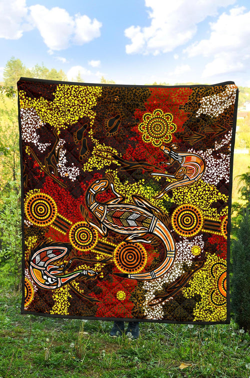 aboriginal-premium-quilt-kangaroo-and-lizard-dot-painting-art