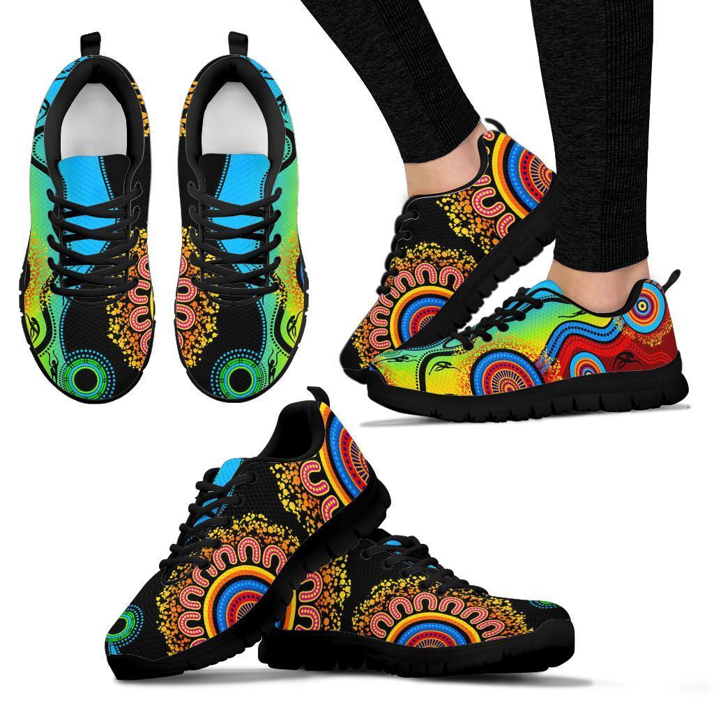 aboriginal-sneakers-flower-dot-painting-blue-dream