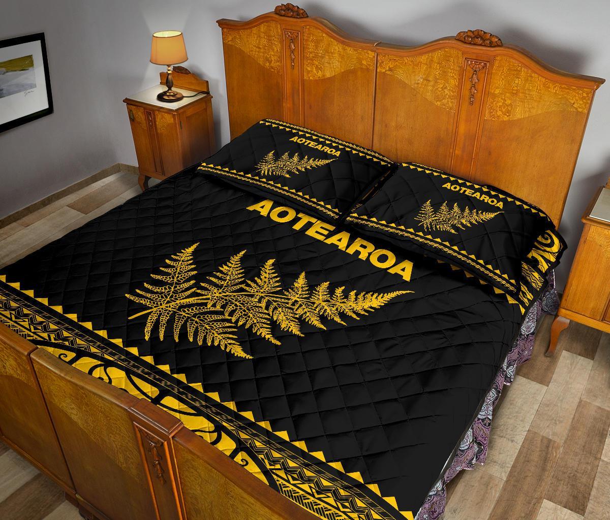 aotearoa-new-zealand-maori-quilt-bed-set-silver-fern-yellow
