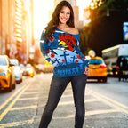 Roosters Anzac Day Off Shoulder Sweater Military - Blue - Vibe Hoodie