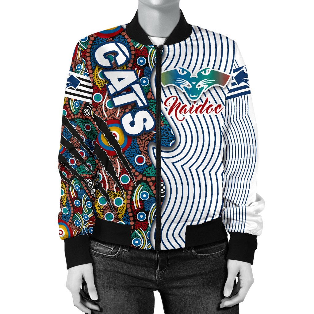custom-personalised-geelong-naidoc-week-womens-bomber-jacket-cats-indigenous-version-special