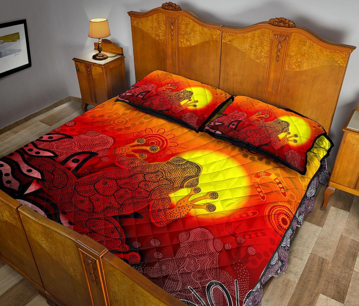 aboriginal-quilt-bed-set-indigenous-frog-red