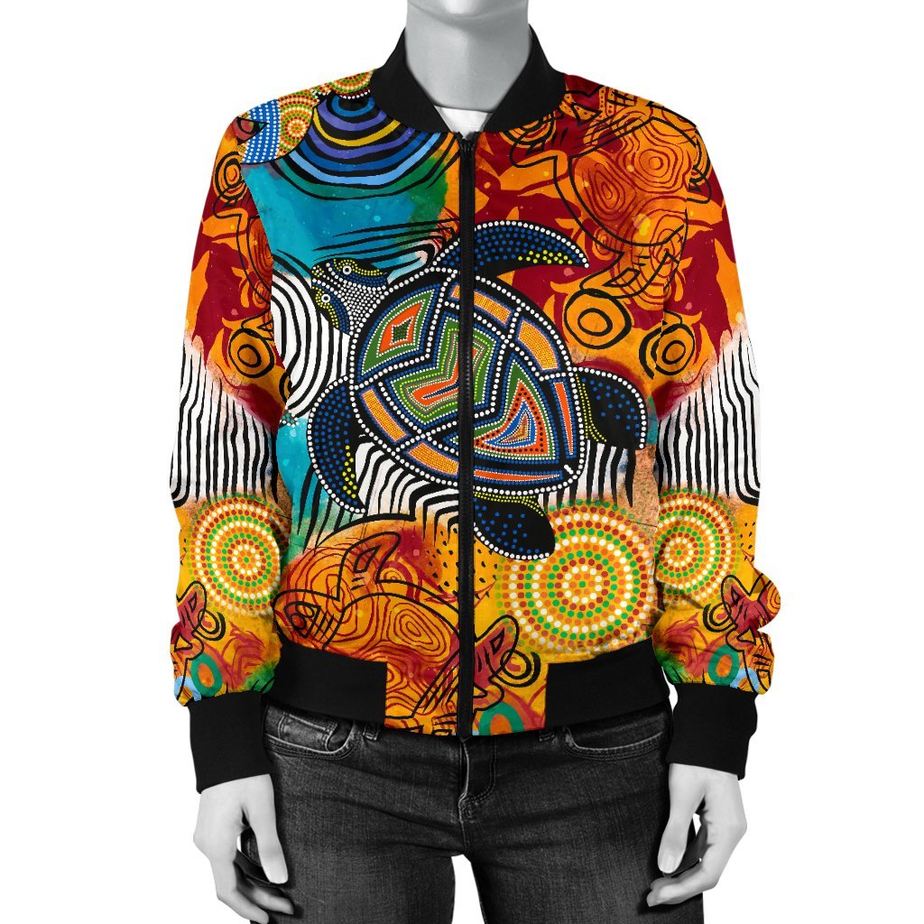 aboriginal-womens-bomber-jacket-turtle-indigenous-art