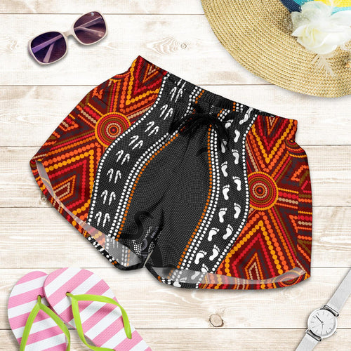 Aboriginal Women's Shorts - Australia Indigenous Map - Vibe Hoodie