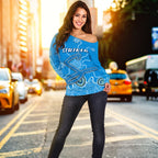 Strikers Women Off Shoulder Sweater Indigenous Blue Energy - Vibe Hoodie