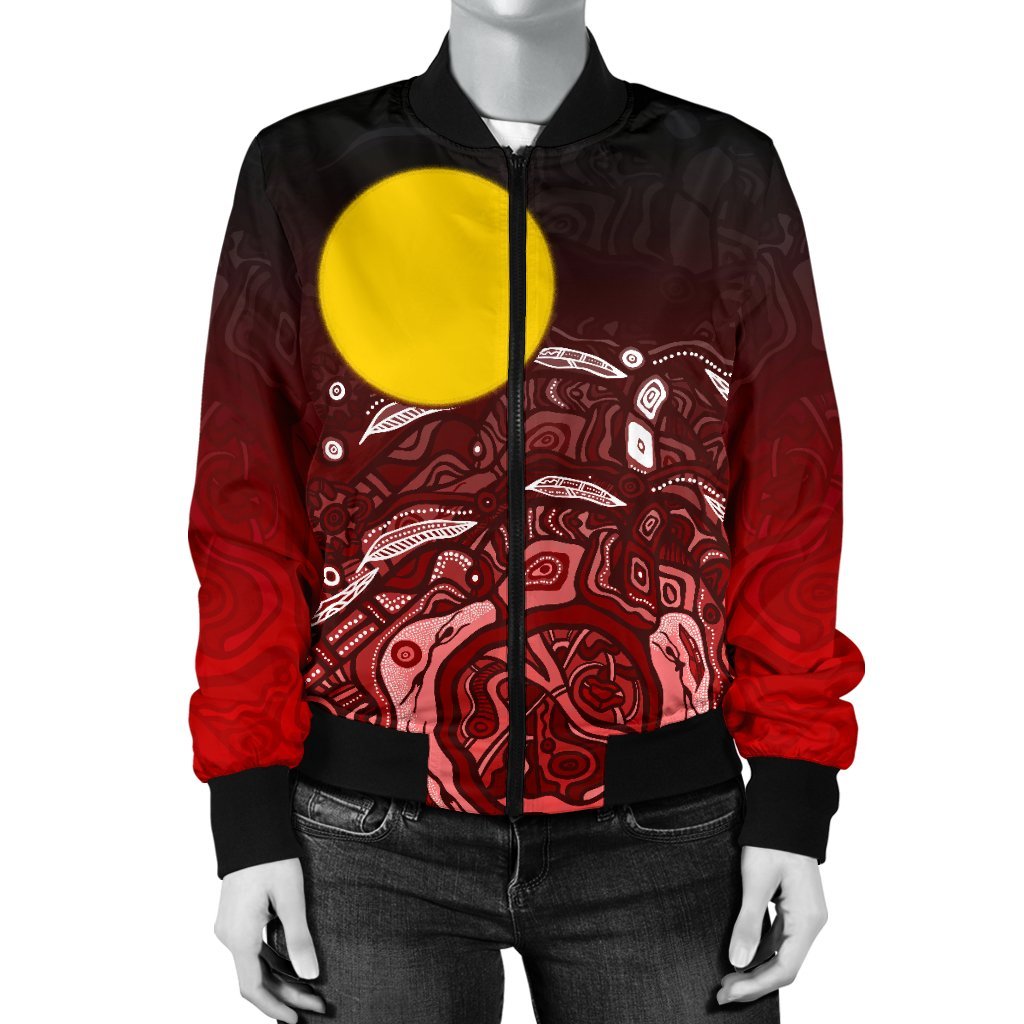 aboriginal-womens-bomber-jacket-red-landscape