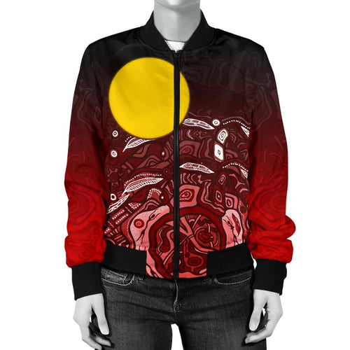 aboriginal-womens-bomber-jacket-red-landscape